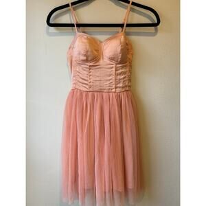 Band of Gypsies Peach Tulle Corset Mini Dress Size S